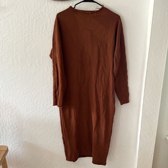 Frank & Eileen Brown Camel Isabelle Funnel Neck Sweater Dress Midi Maxi Small - Picture 12 of 12